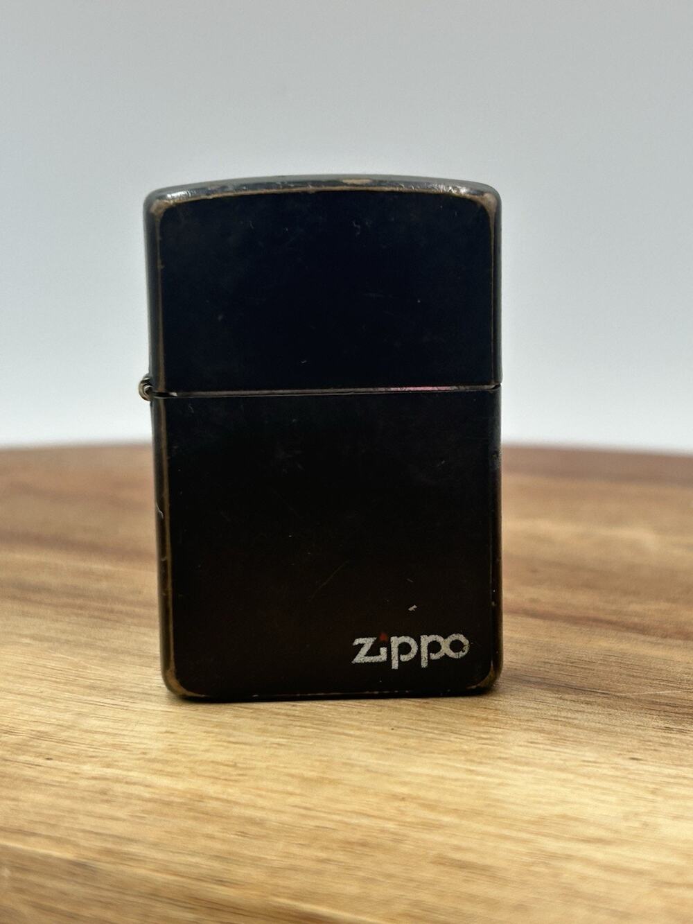 Zippo Lighter Black Matte Windproof Pocket White Logo Made USA Untested